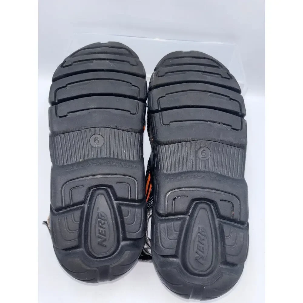 Nerf Athletic Sandals Youth Black Orange Size 6 Hook & Loop Adjustable READ